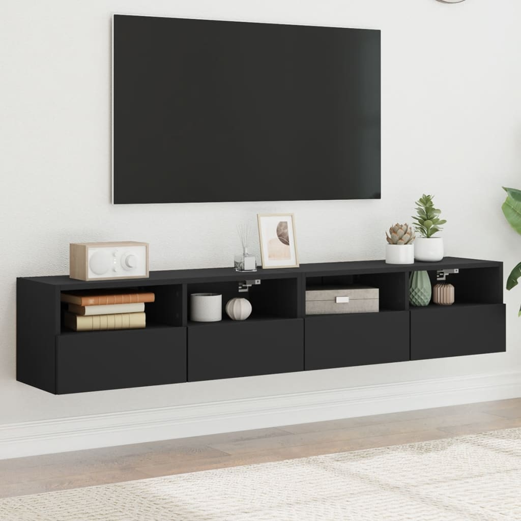 vidaXL Tv-wandmeubels 2 st 80x30x30 cm bewerkt hout zwart