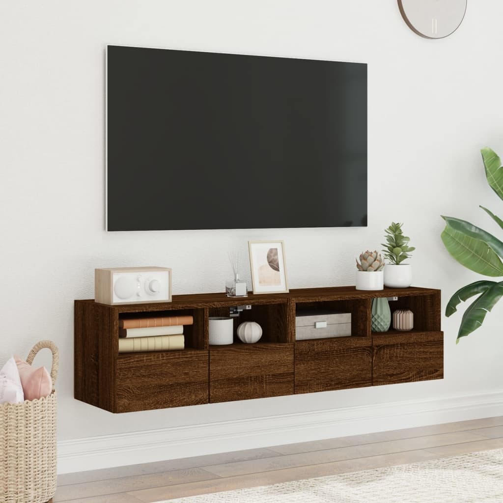 vidaXL Tv-wandmeubels 2 st 60x30x30 cm bewerkt hout bruineikenkleurig