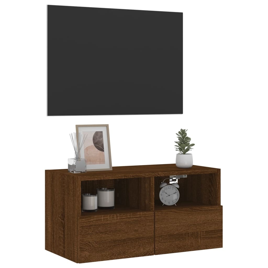 VidaXL Tv-wandmeubel 60x30x30 cm bewerkt hout bruineikenkleurig