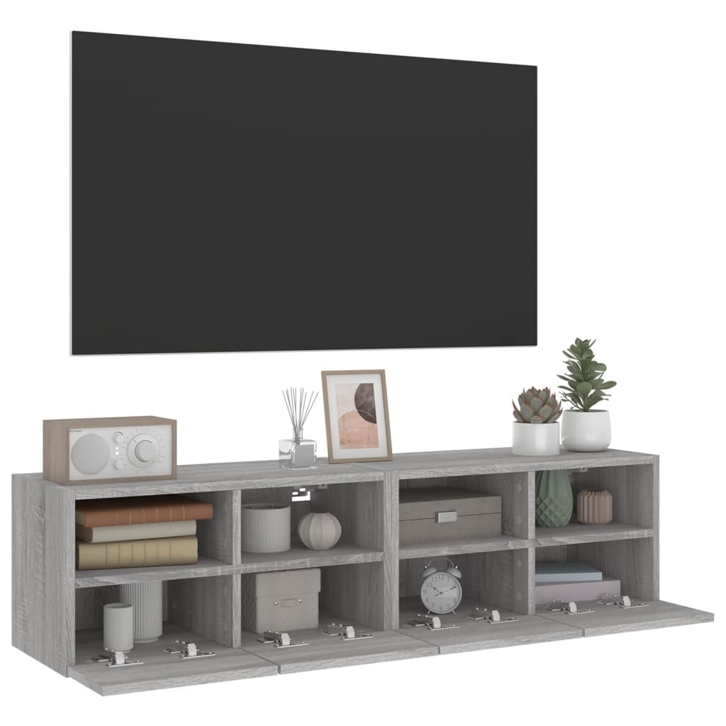 vidaXL Tv-wandmeubels 2 st 60x30x30 cm bewerkt hout grijs sonoma eiken