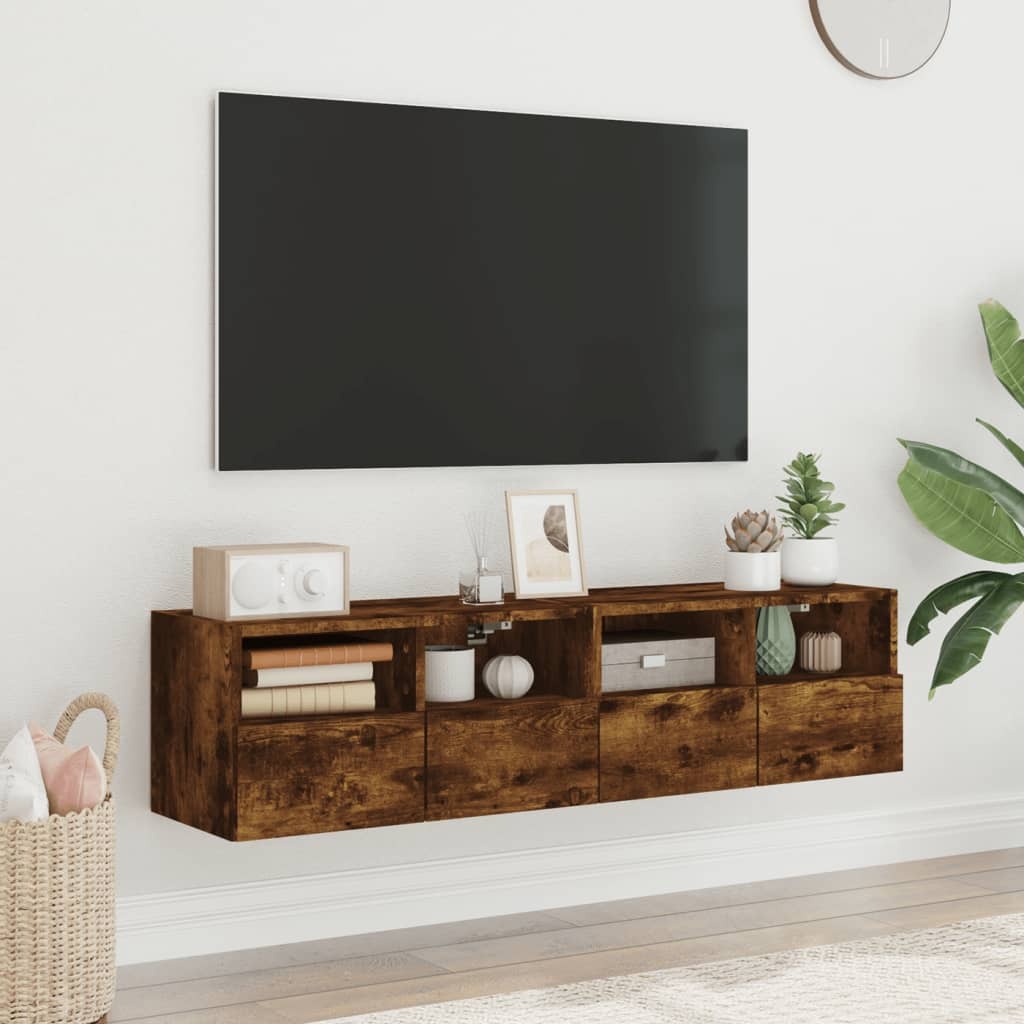 vidaXL Tv-wandmeubels 2 st 60x30x30 cm bewerkt hout gerookt eikenkleur