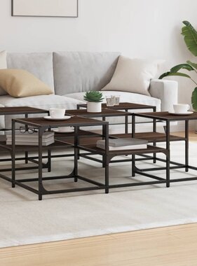 VidaXL Salontafel 121x121x40 cm bewerkt hout bruineikenkleurig