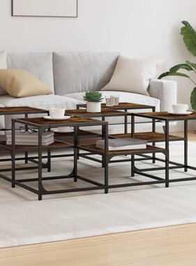 VidaXL Salontafel 121x121x40 cm bewerkt hout gerookt eikenkleurig