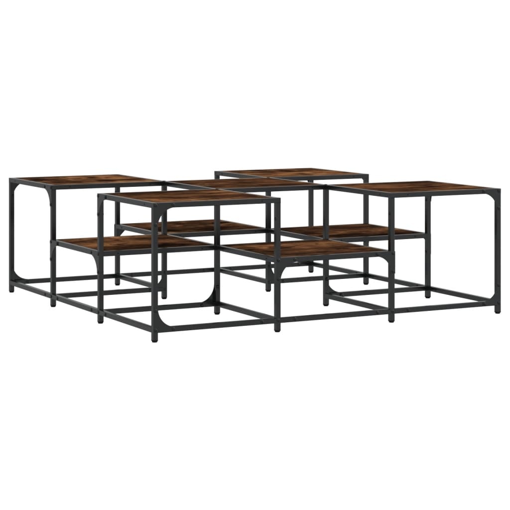 VidaXL Salontafel 121x121x40 cm bewerkt hout gerookt eikenkleurig