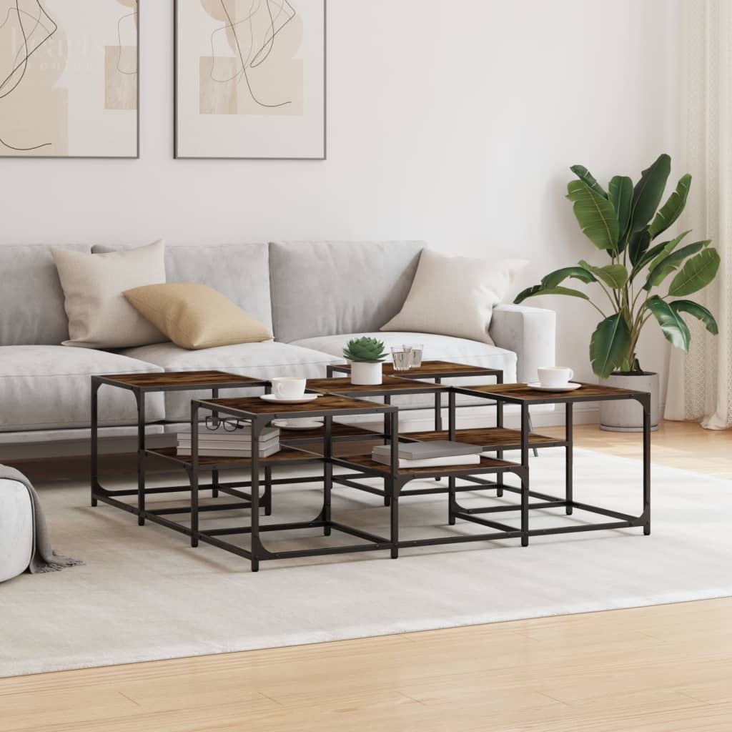 VidaXL Salontafel 121x121x40 cm bewerkt hout gerookt eikenkleurig