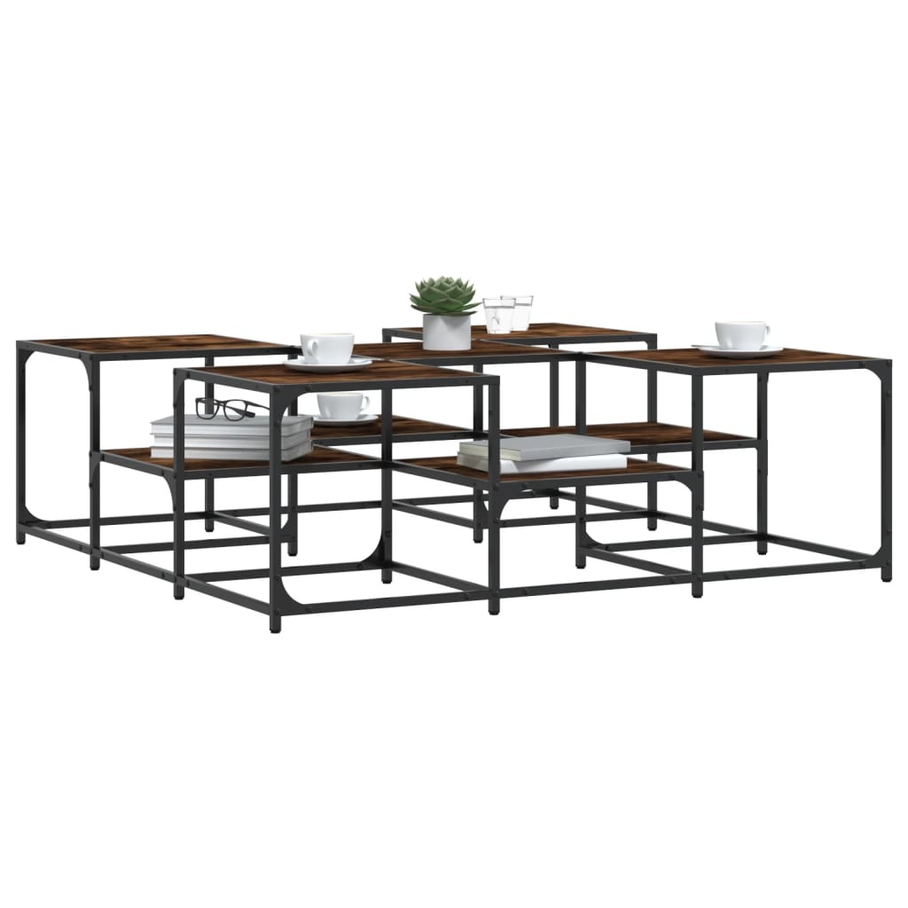 VidaXL Salontafel 121x121x40 cm bewerkt hout gerookt eikenkleurig