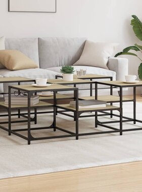 VidaXL Salontafel 121x121x40 cm bewerkt hout sonoma eikenkleurig