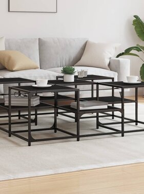 VidaXL Salontafel 121x121x40 cm bewerkt hout zwart