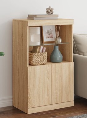 VidaXL Dressoir met LED-verlichting 60,5x37x100 cm sonoma eikenkleurig