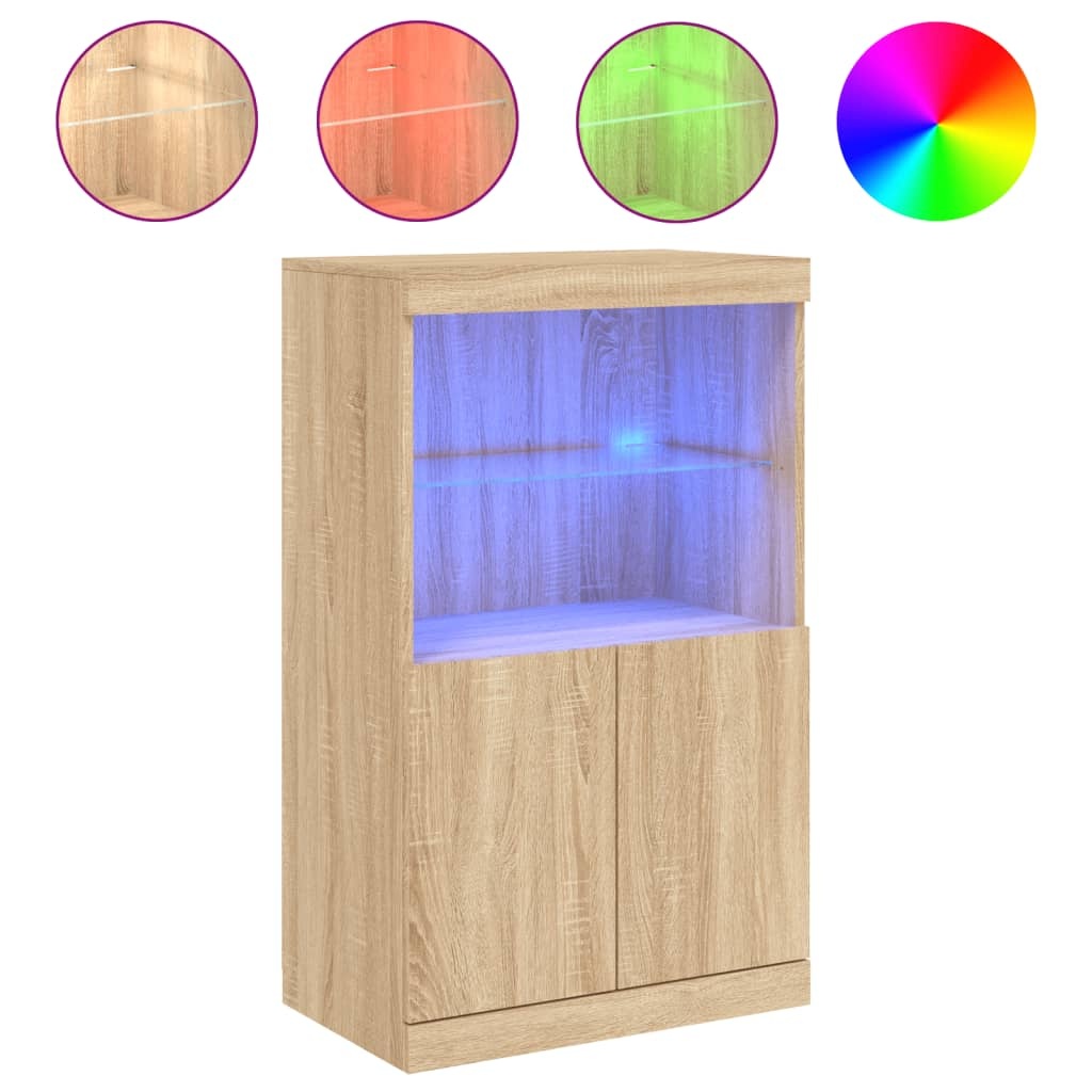 VidaXL Dressoir met LED-verlichting 60,5x37x100 cm sonoma eikenkleurig