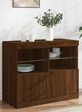 VidaXL Dressoir met LED-verlichting 81x37x67 cm bruineikenkleurig