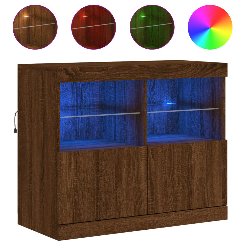 VidaXL Dressoir met LED-verlichting 81x37x67 cm bruineikenkleurig