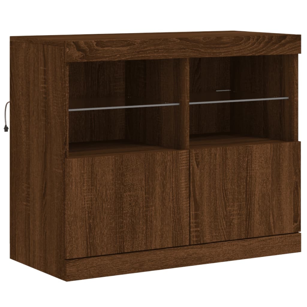 VidaXL Dressoir met LED-verlichting 81x37x67 cm bruineikenkleurig