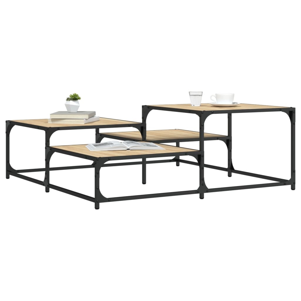 VidaXL Salontafel 107x107x40 cm bewerkt hout sonoma eikenkleurig