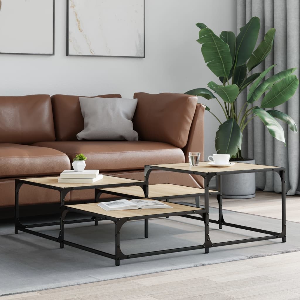 VidaXL Salontafel 107x107x40 cm bewerkt hout sonoma eikenkleurig