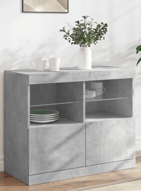 VidaXL Dressoir met LED-verlichting 81x37x67 cm betongrijs
