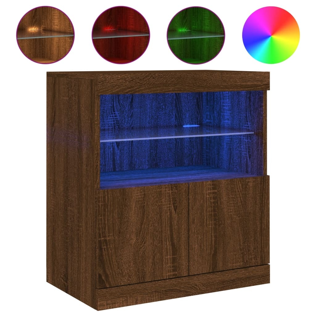 vidaXL Dressoir met LED-verlichting 60x37x67 cm bruineikenkleurig