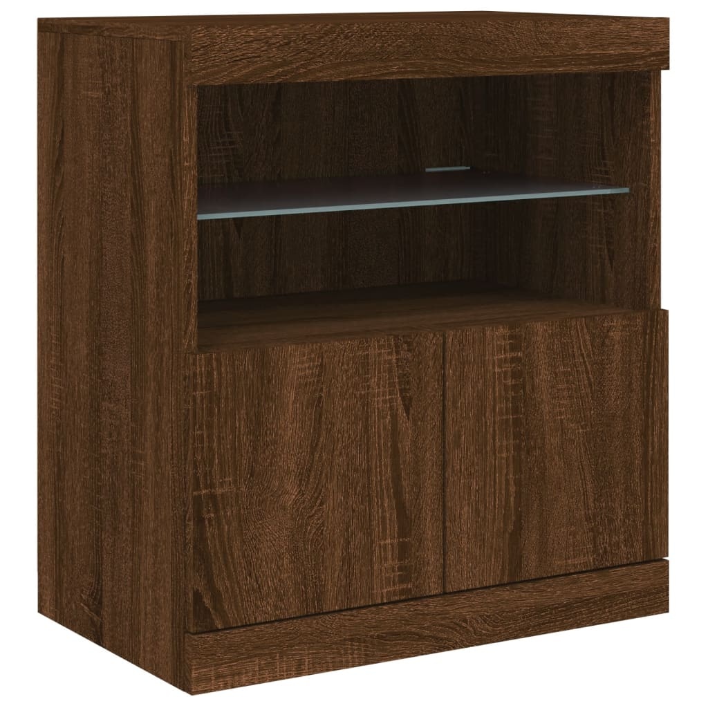 vidaXL Dressoir met LED-verlichting 60x37x67 cm bruineikenkleurig