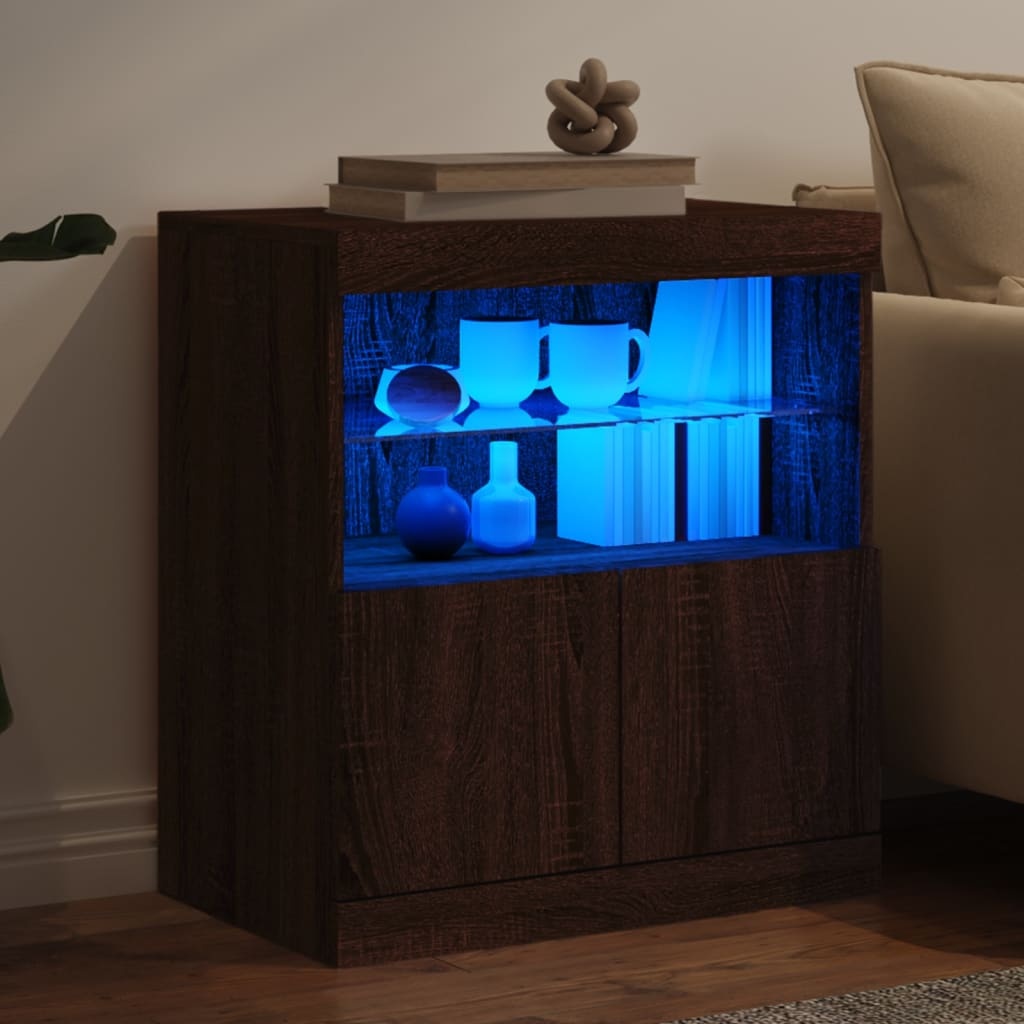 VidaXL Dressoir met LED-verlichting 60x37x67 cm bruineikenkleurig