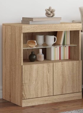 VidaXL Dressoir met LED-verlichting 60x37x67 cm sonoma eikenkleurig