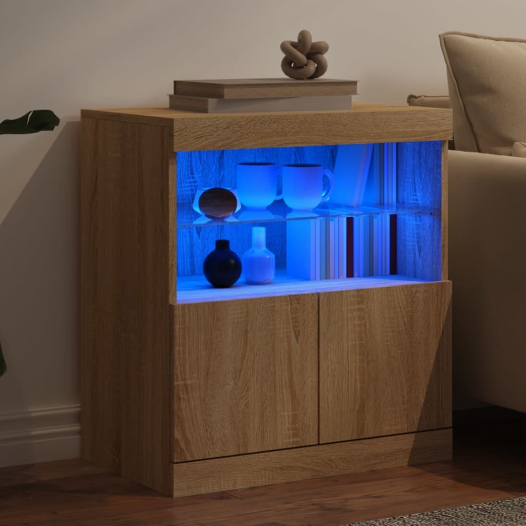 VidaXL Dressoir met LED-verlichting 60x37x67 cm sonoma eikenkleurig