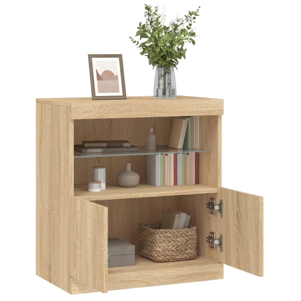 VidaXL Dressoir met LED-verlichting 60x37x67 cm sonoma eikenkleurig
