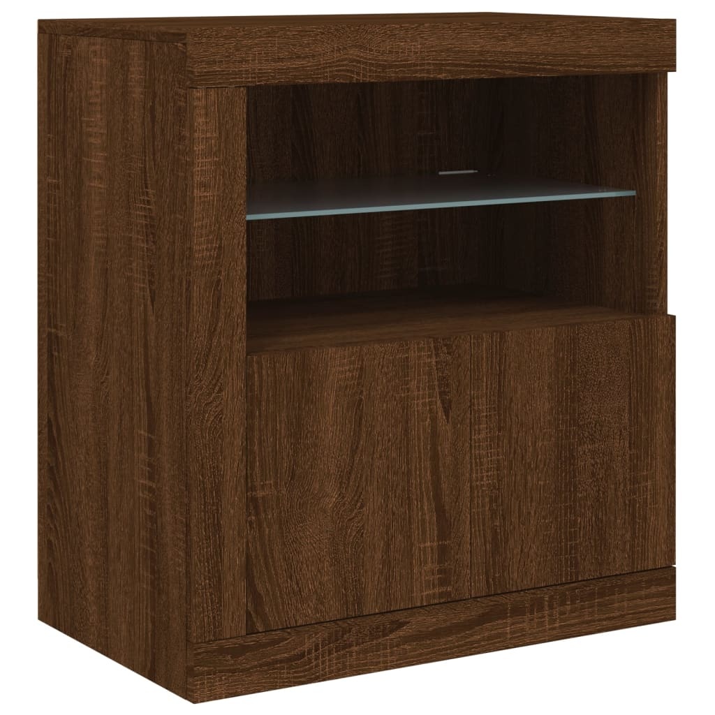 VidaXL Dressoir met LED-verlichting 60,5x37x67 cm bruineikenkleurig