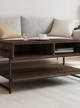 VidaXL Salontafel 90x50x45 cm bewerkt hout bruin eikenkleur