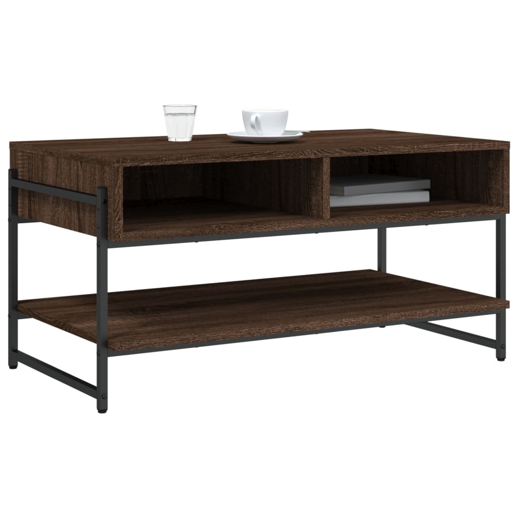 VidaXL Salontafel 90x50x45 cm bewerkt hout bruin eikenkleur