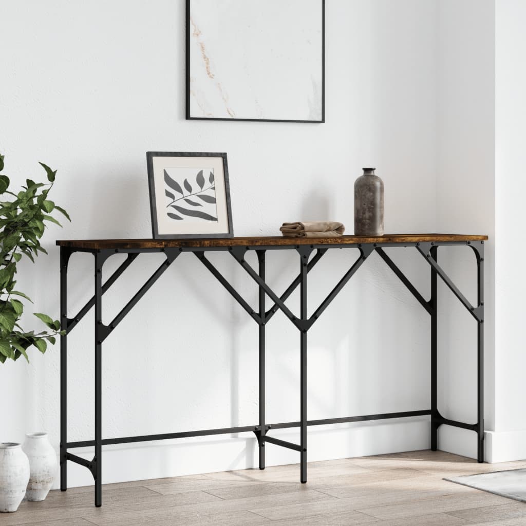 VidaXL Wandtafel 140x29x75 cm bewerkt hout gerookt eikenkleurig