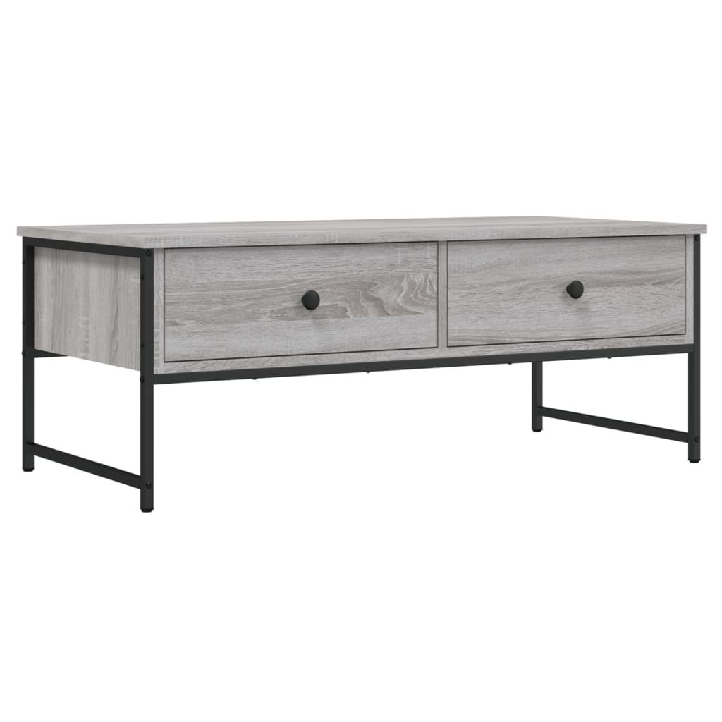 vidaXL Salontafel 101x49x39,5 cm bewerkt hout grijs sonoma eikenkleur