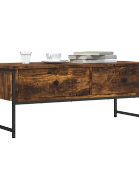 vidaXL Salontafel 101x49x39,5 cm bewerkt hout gerookt eikenkleurig