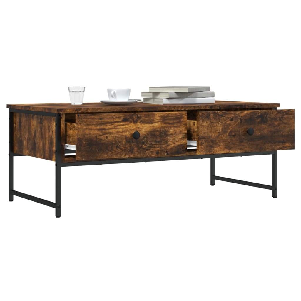 vidaXL Salontafel 101x49x39,5 cm bewerkt hout gerookt eikenkleurig