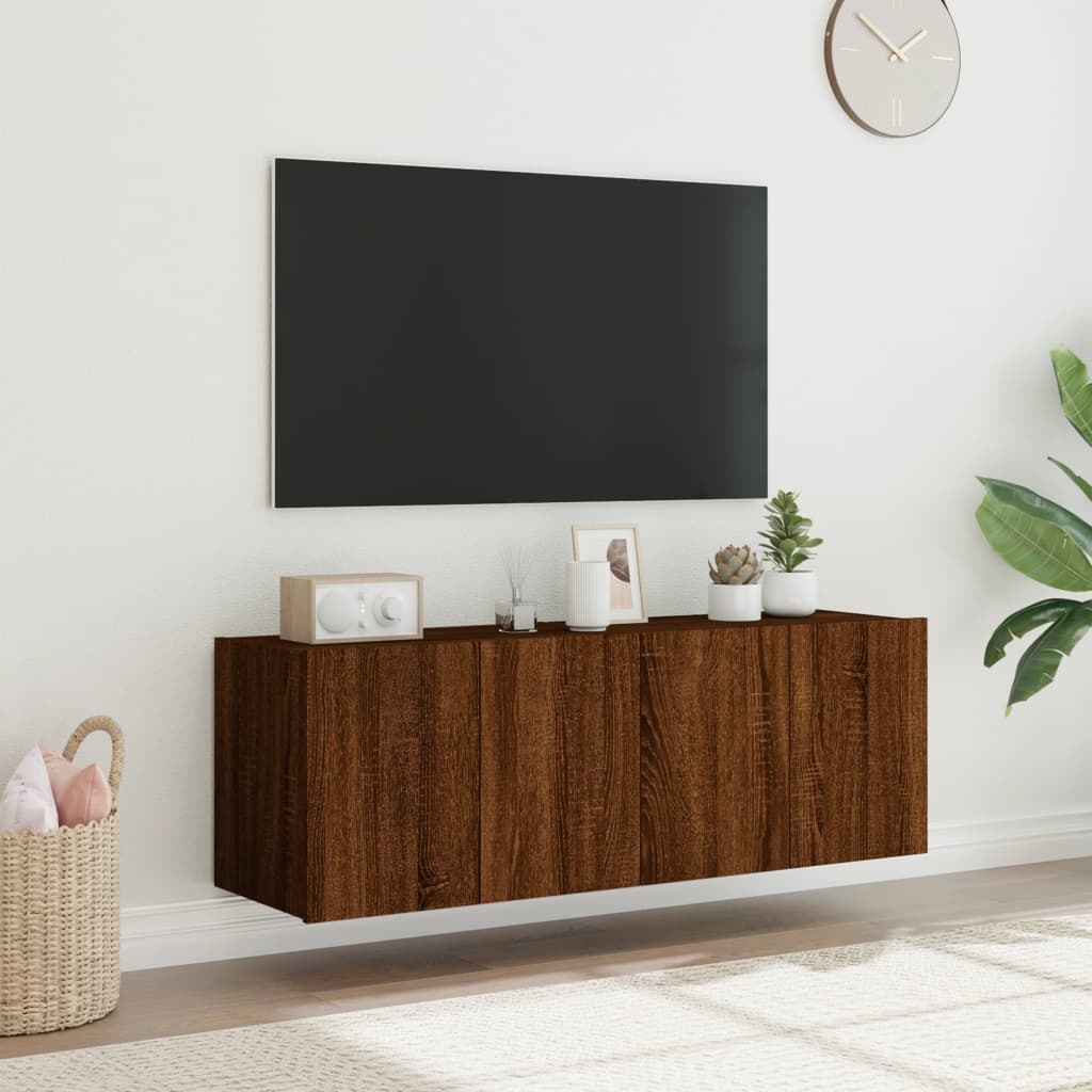 VidaXL Tv-wandmeubels met LED 2 st 60x35x41 cm bruineikenkleurig