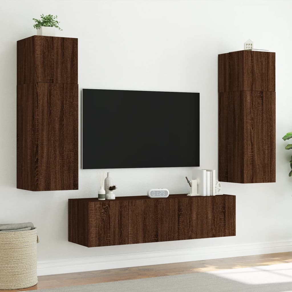 VidaXL Tv-wandmeubels met LED 2 st 60x35x41 cm bruineikenkleurig