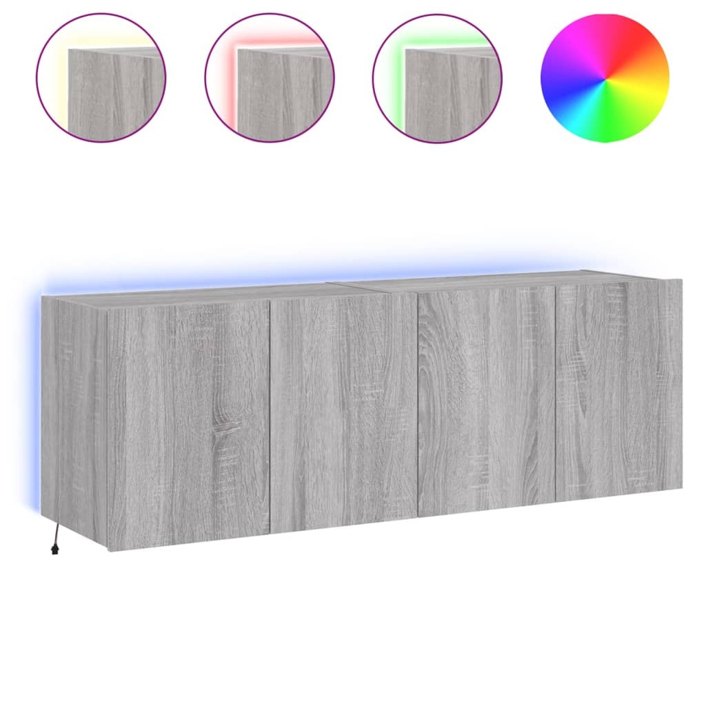 VidaXL Tv-wandmeubels met LED 2 st 60x35x41 cm grijs sonoma eiken