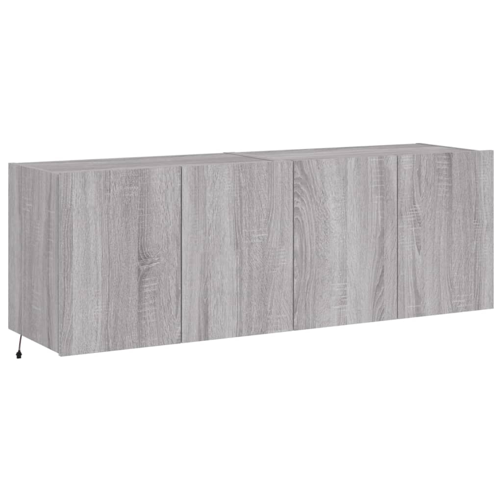 VidaXL Tv-wandmeubels met LED 2 st 60x35x41 cm grijs sonoma eiken
