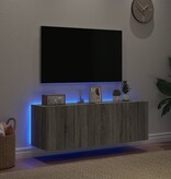 vidaXL Tv-wandmeubels met LED 2 st 60x35x41 cm grijs sonoma eiken