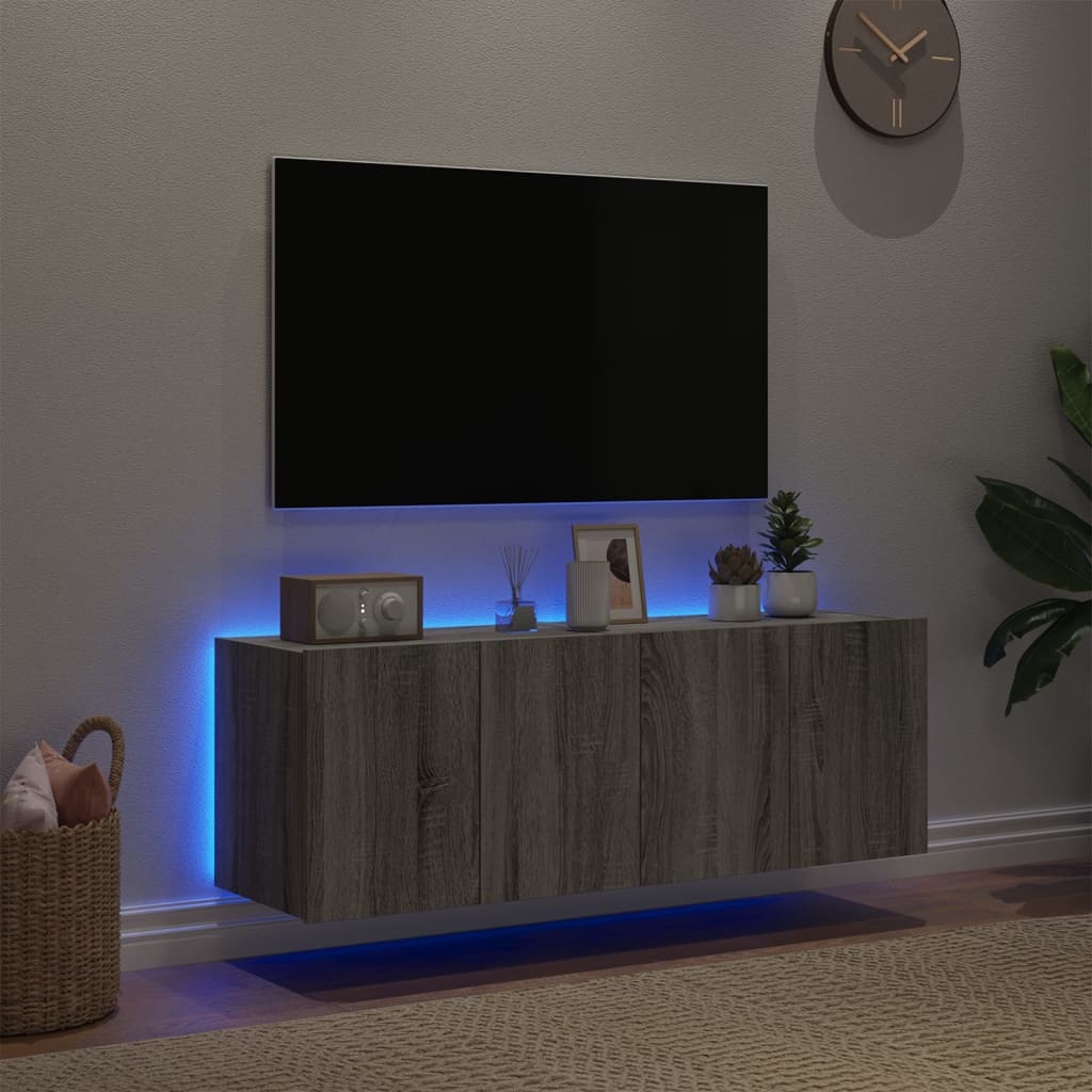 vidaXL Tv-wandmeubels met LED 2 st 60x35x41 cm grijs sonoma eiken