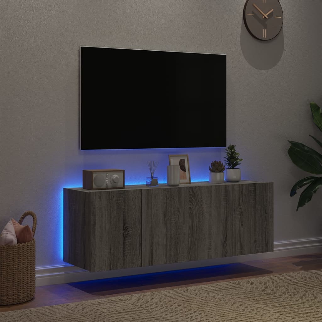 VidaXL Tv-wandmeubels met LED 2 st 60x35x41 cm grijs sonoma eiken