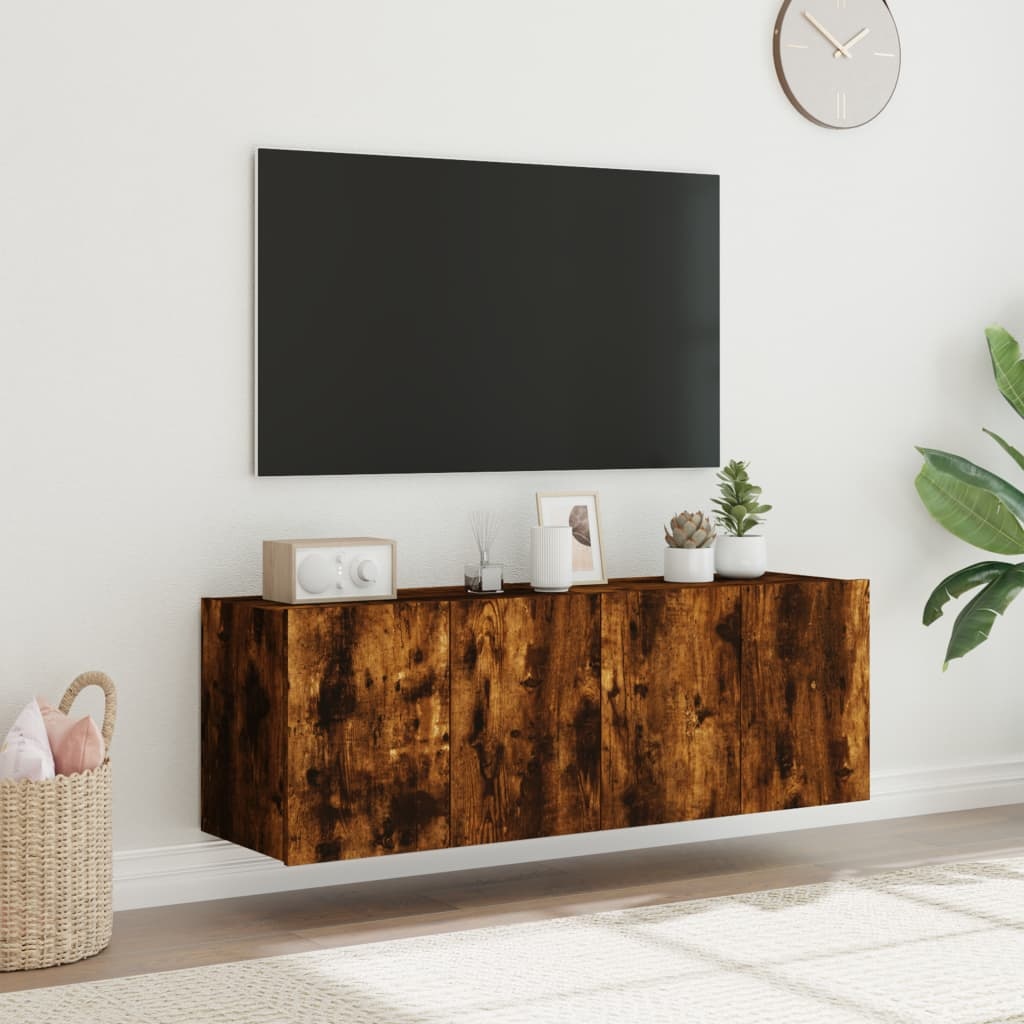VidaXL Tv-wandmeubels met LED 2 st 60x35x41 cm gerookt eikenkleurig