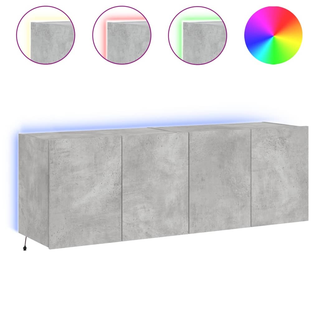 VidaXL Tv-wandmeubels met LED-verlichting 2 st 60x35x41 cm betongrijs