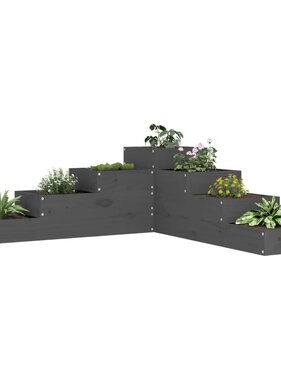 vidaXL Plantenbak 4-laags 106x104,5x36 cm massief grenenhout grijs