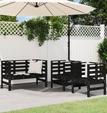 VidaXL 3-delige Loungeset massief grenenhout zwart