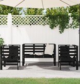 VidaXL 3-delige Loungeset massief grenenhout zwart