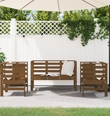 VidaXL 3-delige Loungeset massief grenenhout honingbruin