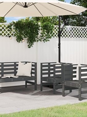 VidaXL 3-delige Loungeset massief grenenhout grijs