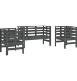 VidaXL 3-delige Loungeset massief grenenhout grijs