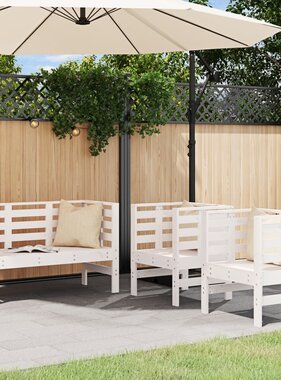 VidaXL 3-delige Loungeset massief grenenhout wit