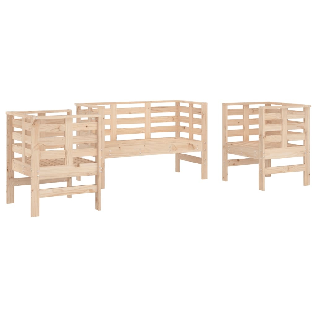VidaXL 3-delige Loungeset massief grenenhout